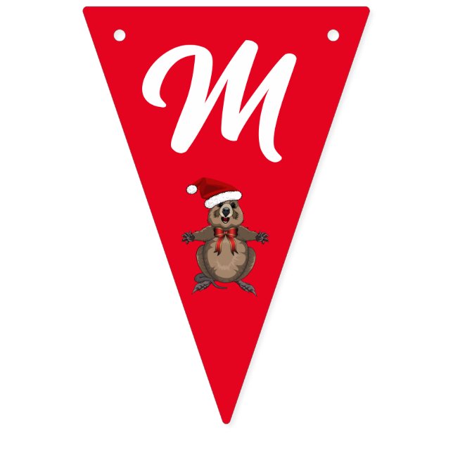 Red and Green Merry Christmas Quokka Bunting Flags (First Flag)