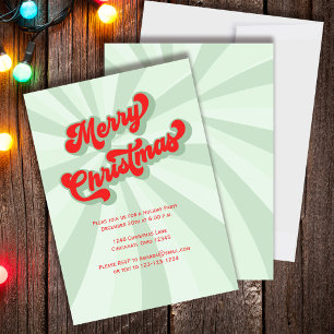 Red and Green Merry Christmas Retro Party Invitation