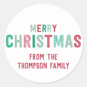 Red and Green Merry Christmas Stickers