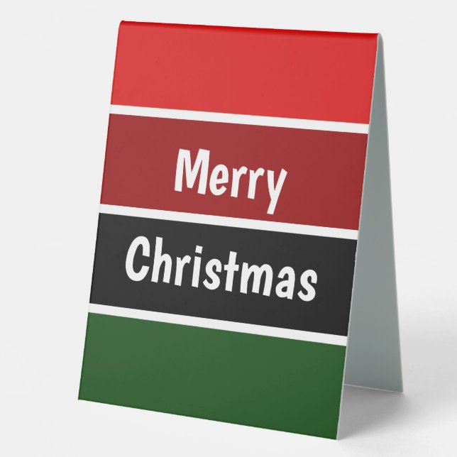 Red And Green Merry Christmas Table Tent (Front)