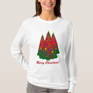 Red and Green Merry Christmas Tree T-Shirt