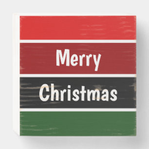 Red And Green Merry Christmas Wooden Box Sign