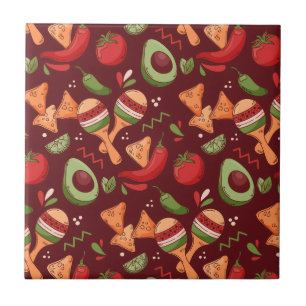 Red And Green Mexican Food Ceramic Tile