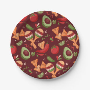 Red And Green Mexican Food Paper Plates