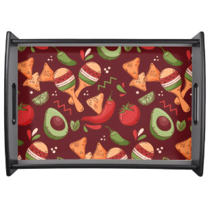 Red And Green Mexican Food Serving Tray