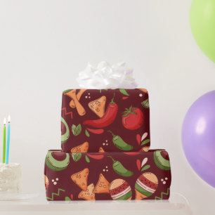 Red And Green Mexican Food Wrapping Paper