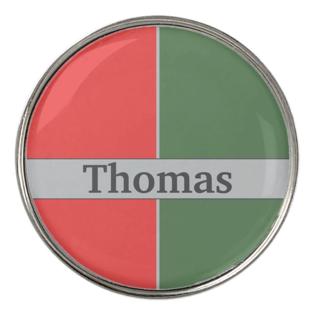 Red and Green Minimalist Design Golf Ball Marker (Front)