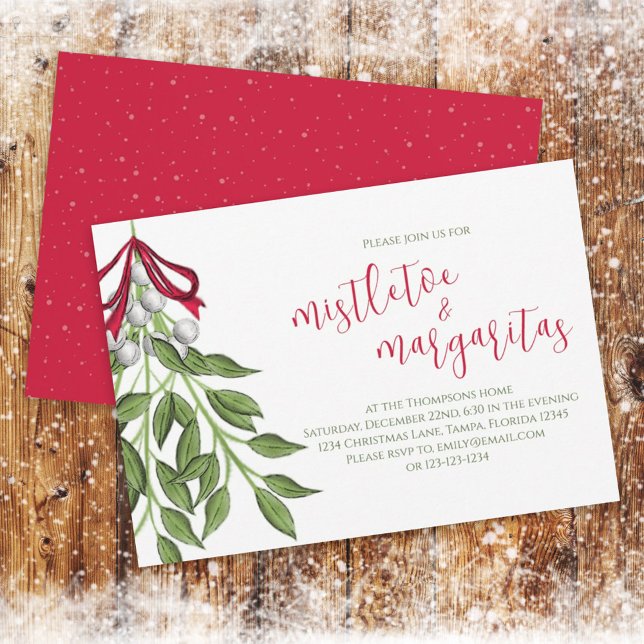 Red and Green Mistletoe Christmas Party Custom Invitation (Creator Uploaded)