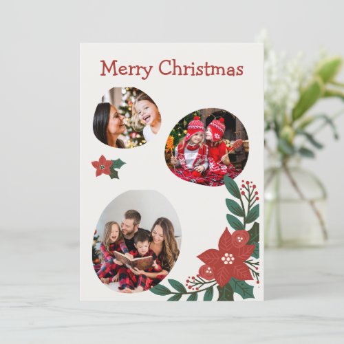 Red and Green Modern Christmas Photo Collage Invitation