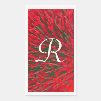 Red and Green Monogrammed Paper Guest Towel