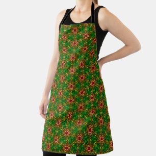 Red and Green mosaic style pattern apron