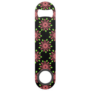 Red and green neon flower bar key