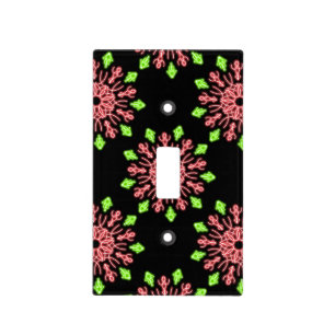 Red and green neon flower light switch cover