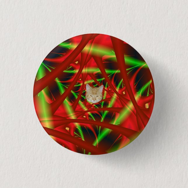 Red and Green Neural Network Spiral Pinback Button (Front)