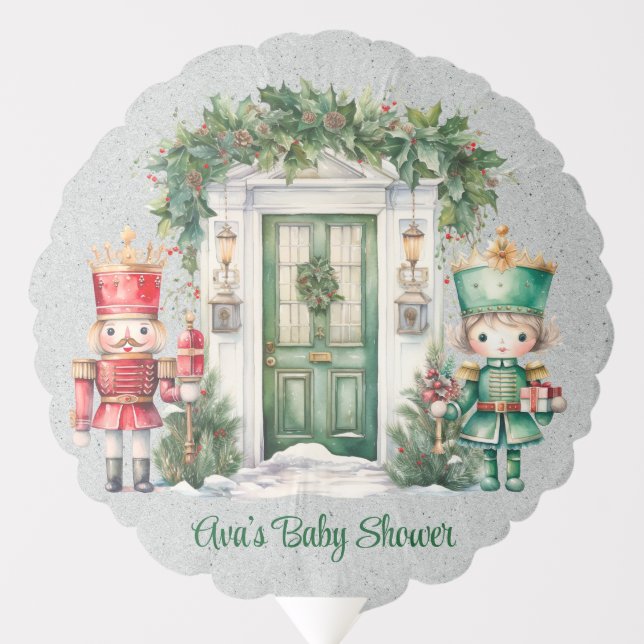Red and Green Nutcracker Baby Shower Balloon (Front)