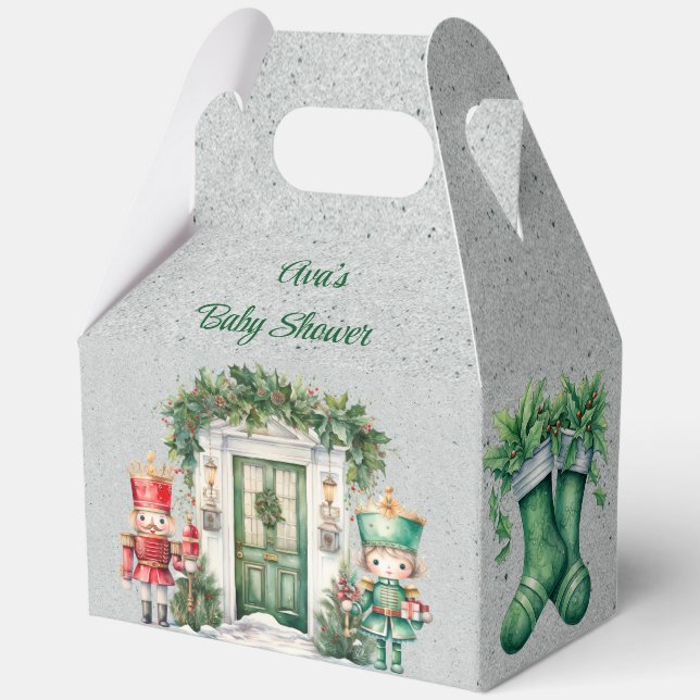 Red and Green Nutcracker Baby Shower Favor Boxes (Back)