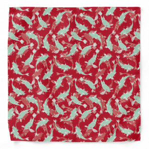 Red and Green Pattern - Koi Fish Bandana