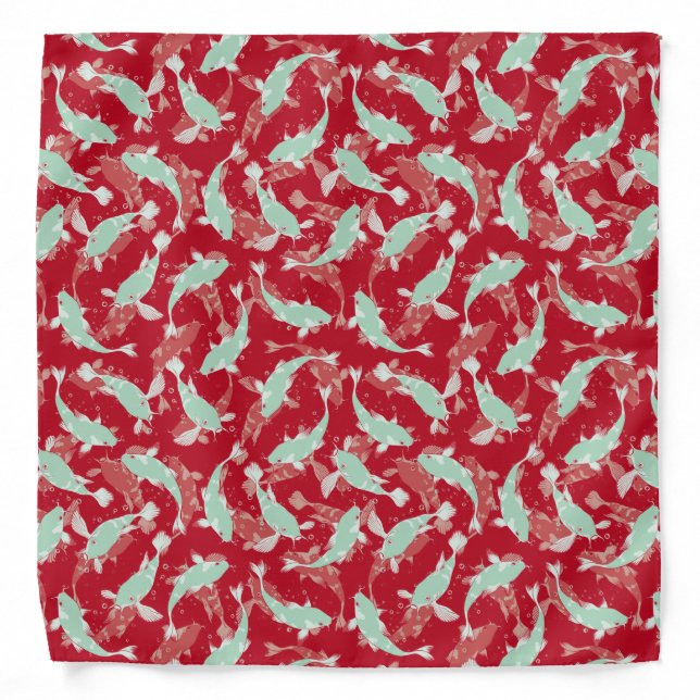 Red and Green Pattern - Koi Fish Bandana (Front)