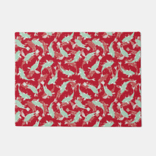 Red and Green Pattern - Koi Fish Doormat