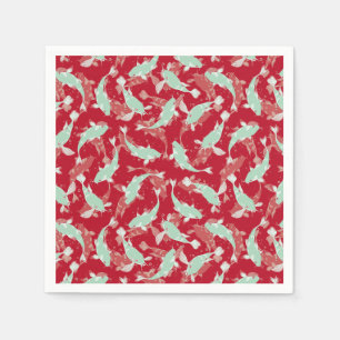 Red and Green Pattern - Koi Fish Napkins
