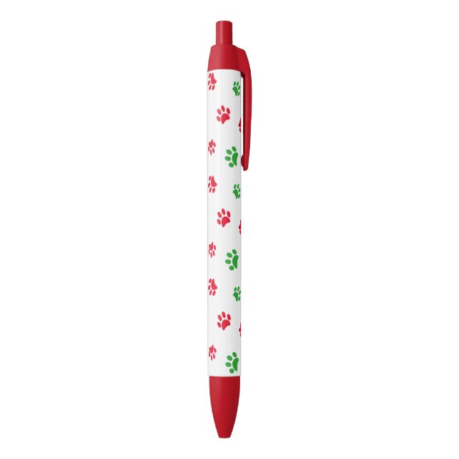 Red and Green Paw Prints Christmas Theme Pen (Bottom (Vertical))