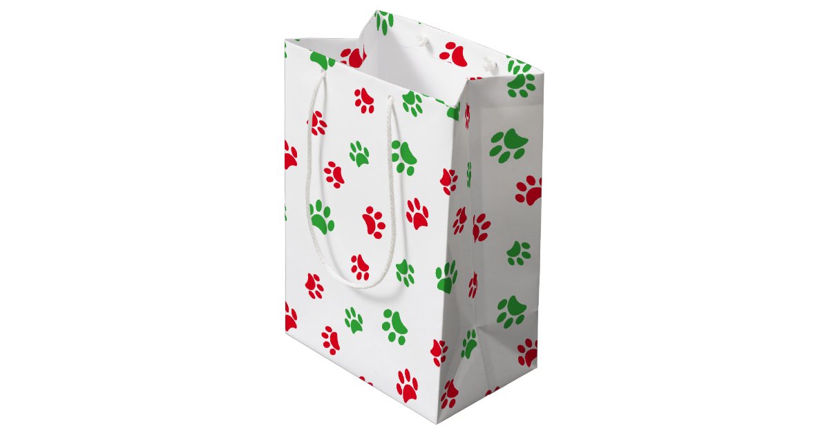 Cute Red Green Paw Prints Pattern Christmas Theme Tissue Paper, Zazzle