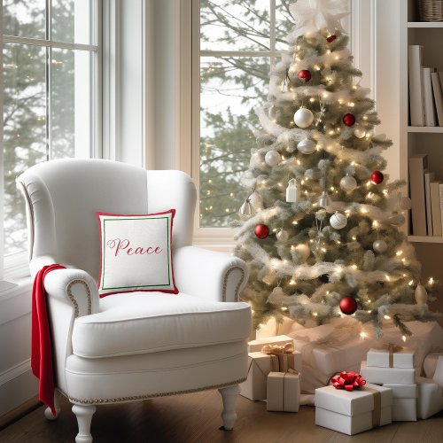 Red and Green Peace Christmas Throw Pillow