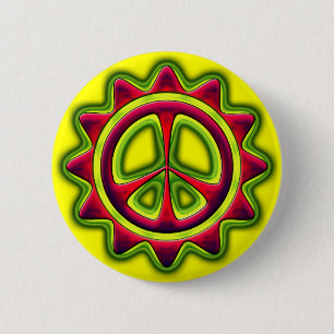 RED AND GREEN PEACE SIGN BUTTON