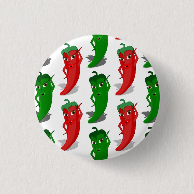 Red And Green Pepper Divas Cartoon Pattern Button (Front)