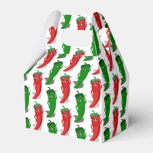 Red And Green Pepper Divas Cartoon Pattern Favor Boxes