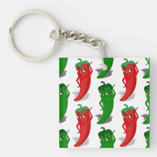 Red And Green Pepper Divas Cartoon Pattern Keychain