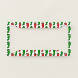 Red And Green Pepper Divas Cartoon Pattern License Plate Frame