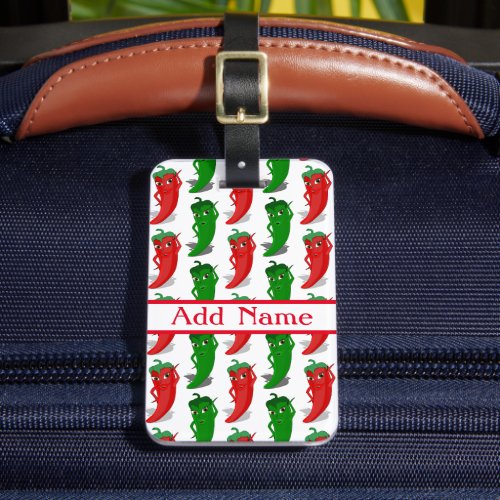Red And Green Pepper Divas Cartoon Pattern Luggage Tag