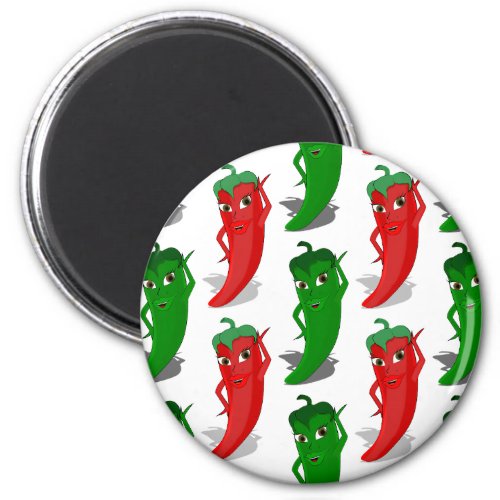 Red And Green Pepper Divas Cartoon Pattern Magnet