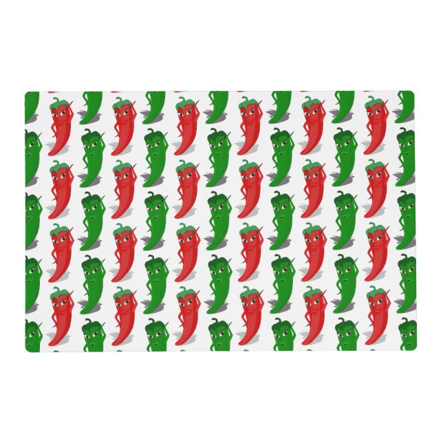 Red And Green Pepper Divas Cartoon Pattern Placemat (Front)