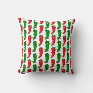 Red And Green Pepper Divas Cartoon Pattern Throw Pillow