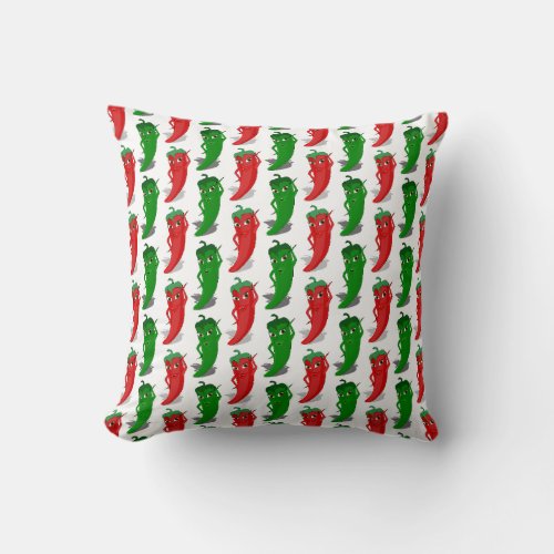 Red And Green Pepper Divas Cartoon Pattern Throw Pillow
