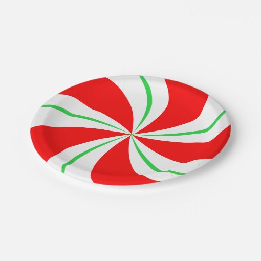 Red and Green Peppermint Candy Christmas Plates Zazzle