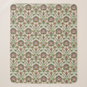 Red and Green Persian Floral Sherpa Blanket