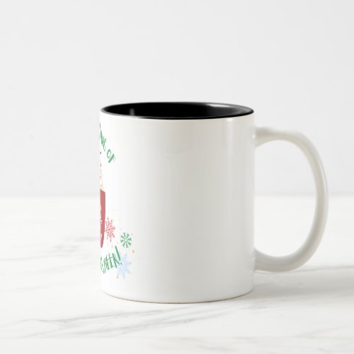 Red and Green Personal Snowflakes and Stars Fun  Two_Tone Coffee Mug