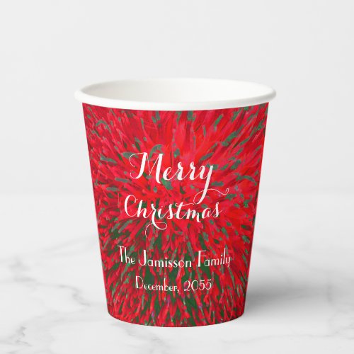 Red and Green Personalized Merry Christmas Party P Paper Cups