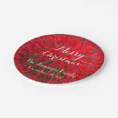 Red and Green Personalized Merry Christmas Party Paper Plates (Angled)