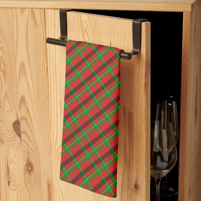 Red And Green Plaid Christmas Kitchen Towel (Thirds Fold)