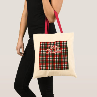 Red and Green Plaid Christmas Tote Bag