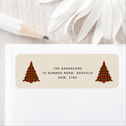Red and Green Plaid Christmas Tree Label
