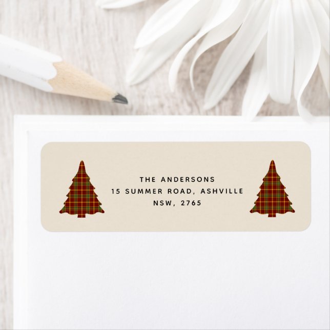 Red and Green Plaid Christmas Tree Label (Insitu)