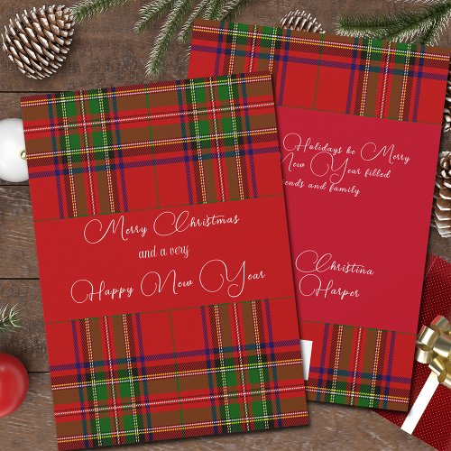 Red and Green Plaid Country Christmas     Holiday Card
