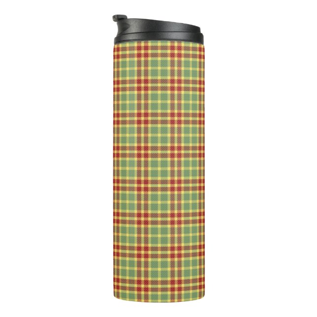 Red and Green Plaid Customizable  Thermal Tumbler (Rotated Right)