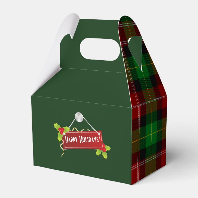 red and green plaid Favor Box (Front Side)