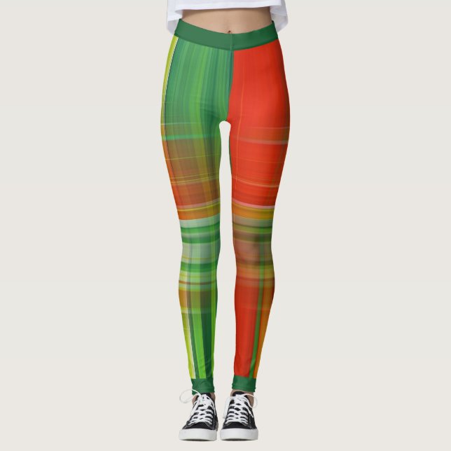 Red and Green Plaid Leggings (Front)